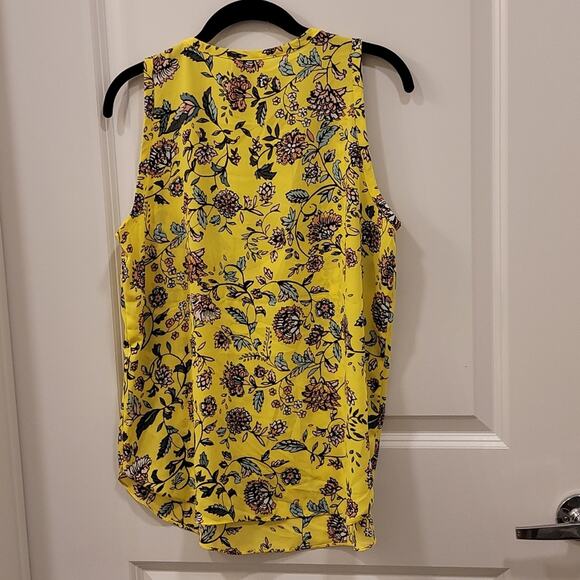 Loft Cottagecore Yellow Floral Sleeveless Tank Top Blouse - Picture 3 of 6